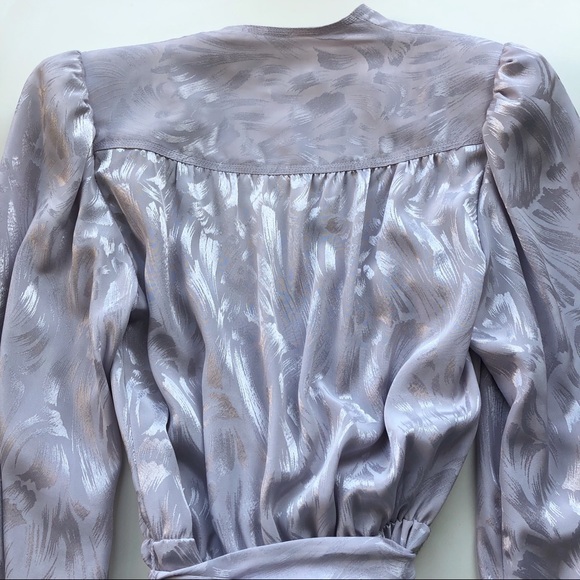 Vintage 80s Liquid Satin Faux Wrap Midi Dress | 6 - Picture 7 of 8